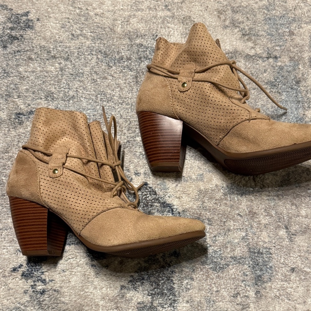 Maurices Perforated Tan Ankle Booties